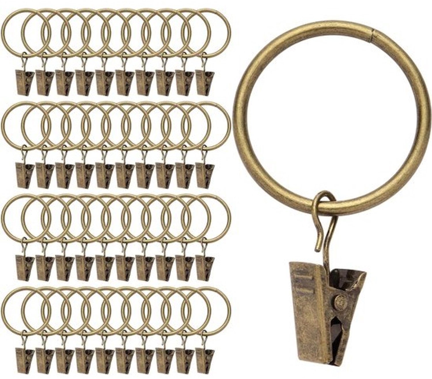 Gordijnringen met Clips - Metalen Clips Hangers - Gordijnen Ophangen - Roestvrij Metaal - 40 Stuks - Kopery