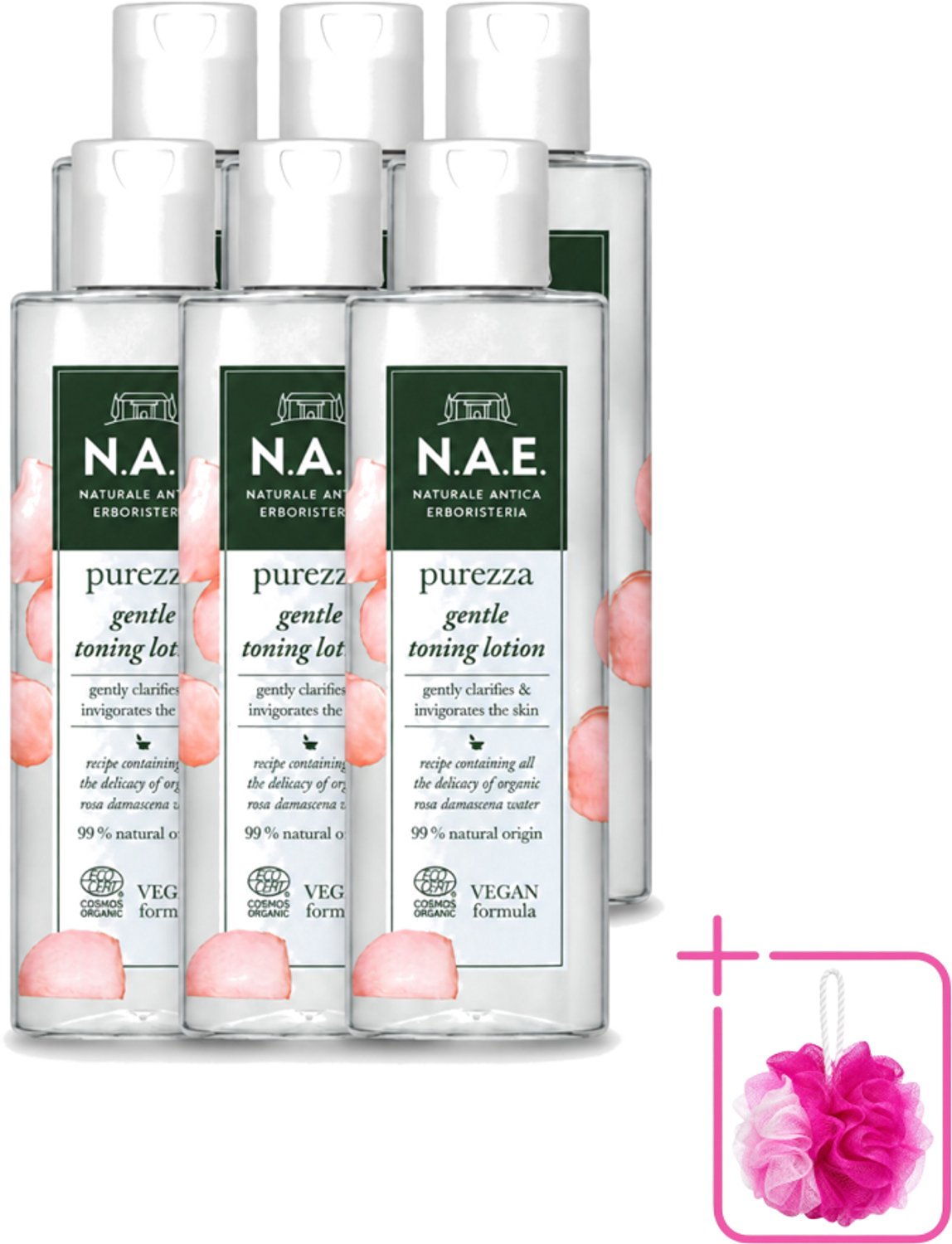 6 x N.A.E. - Toning Lotion - Zuiverend & Hydraterend - Biologisch & Vegan - 200ml - Bulkverpakking - Natuurlijke huidverzorging - Douchemop - Biologische toning
