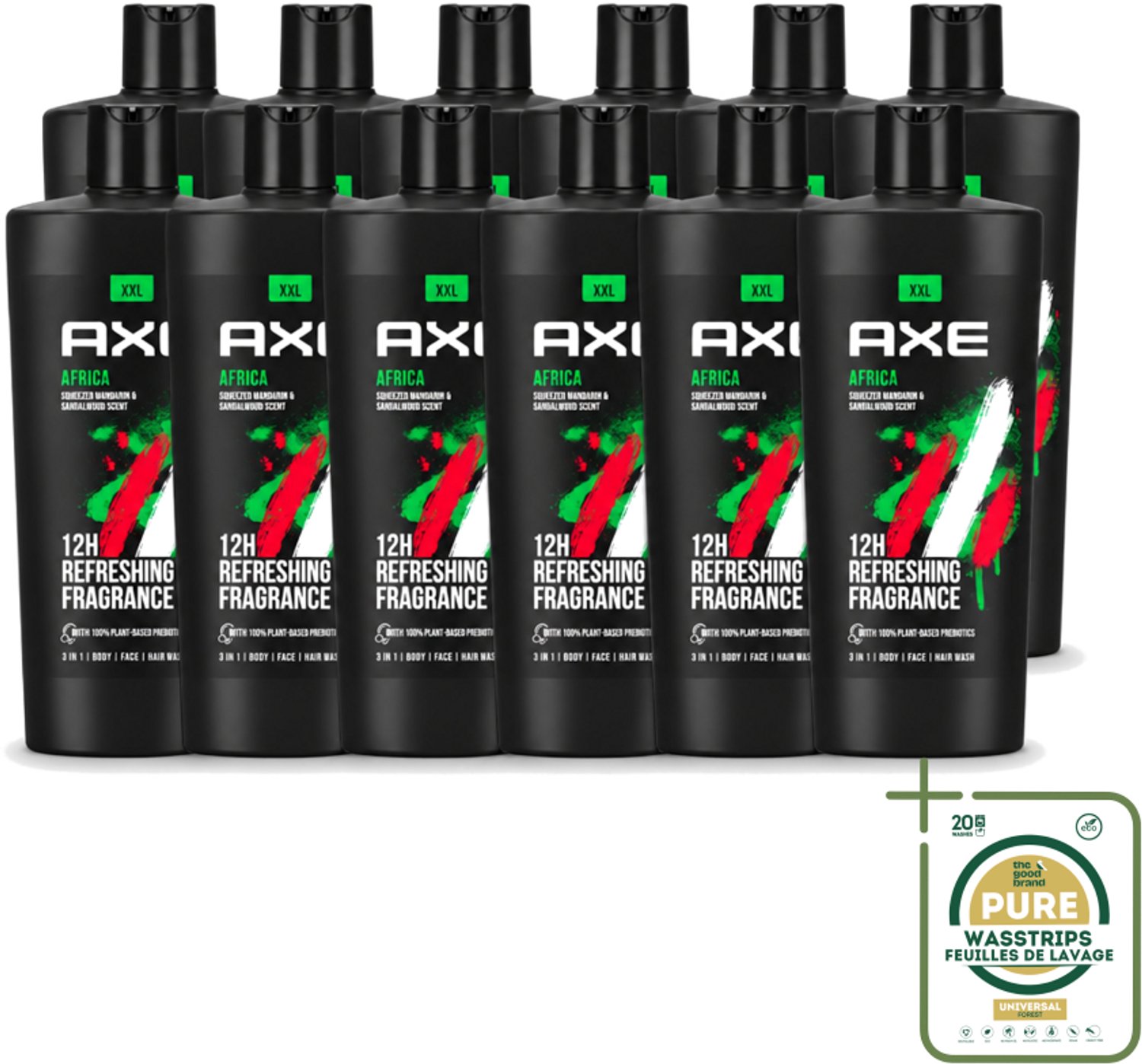 12 x AXE – Douchegel – Africa – 700 ml - Wasstrips - Douchegel - Douchegel Africa - Douchegel Voor Mannen - Douchegel Warme Geur - Douchegel Kruidige Geur