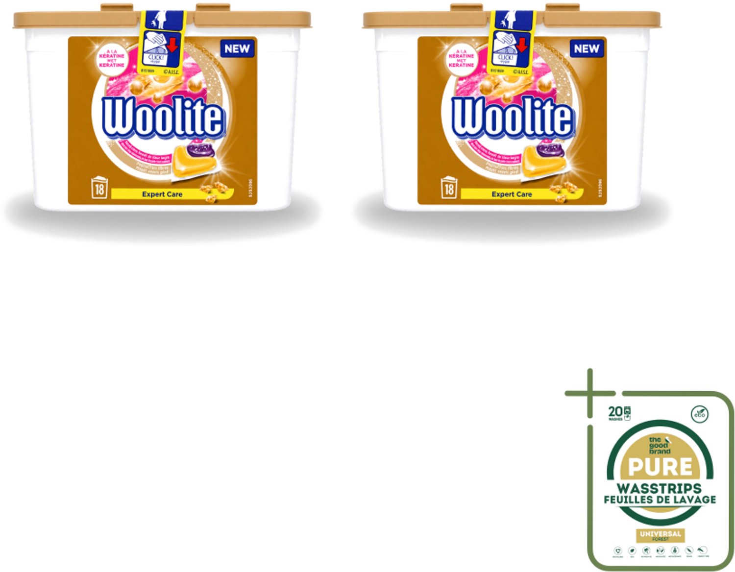 2 x Woolite Expert Care - Wasmiddelcapsules - Met Keratine - Delicate Was - 18 Wasbeurten - Wasstrips - Delicate Was - Keratine Wasmiddel - Wasmiddel Voor Zijde - Wasmiddel Voor Wol - Wasmiddel Voor Lingerie