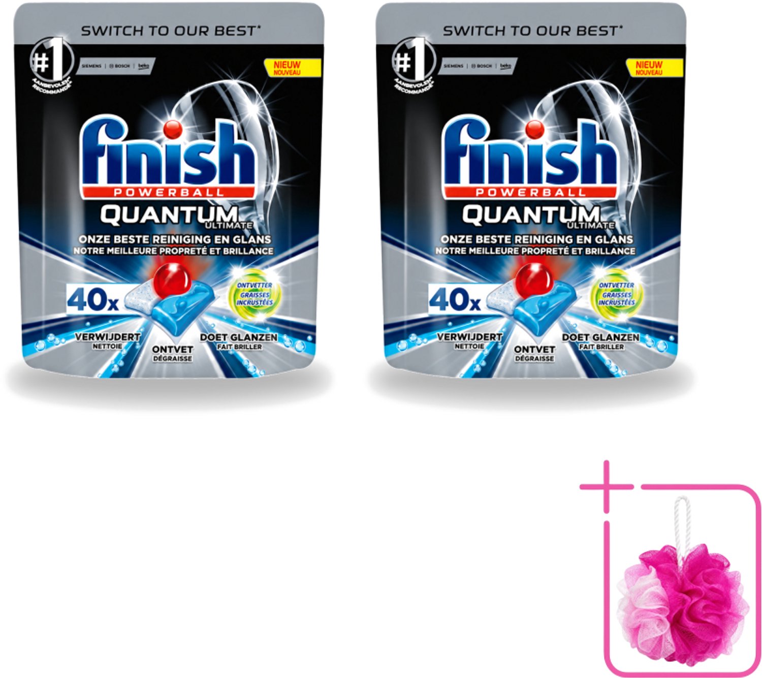 2 x Finish – Vaatwastabletten – Quantum Ultimate Ontvetter – 40 Capsules - Bulkverpakking - Vaatwasmiddel - Vaatwastablet