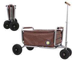 Beachtrekker Life Bolderkar, opvouwbaar, met parkeerrem, inklapbare handwagen, (luchtbanden, Bruin)