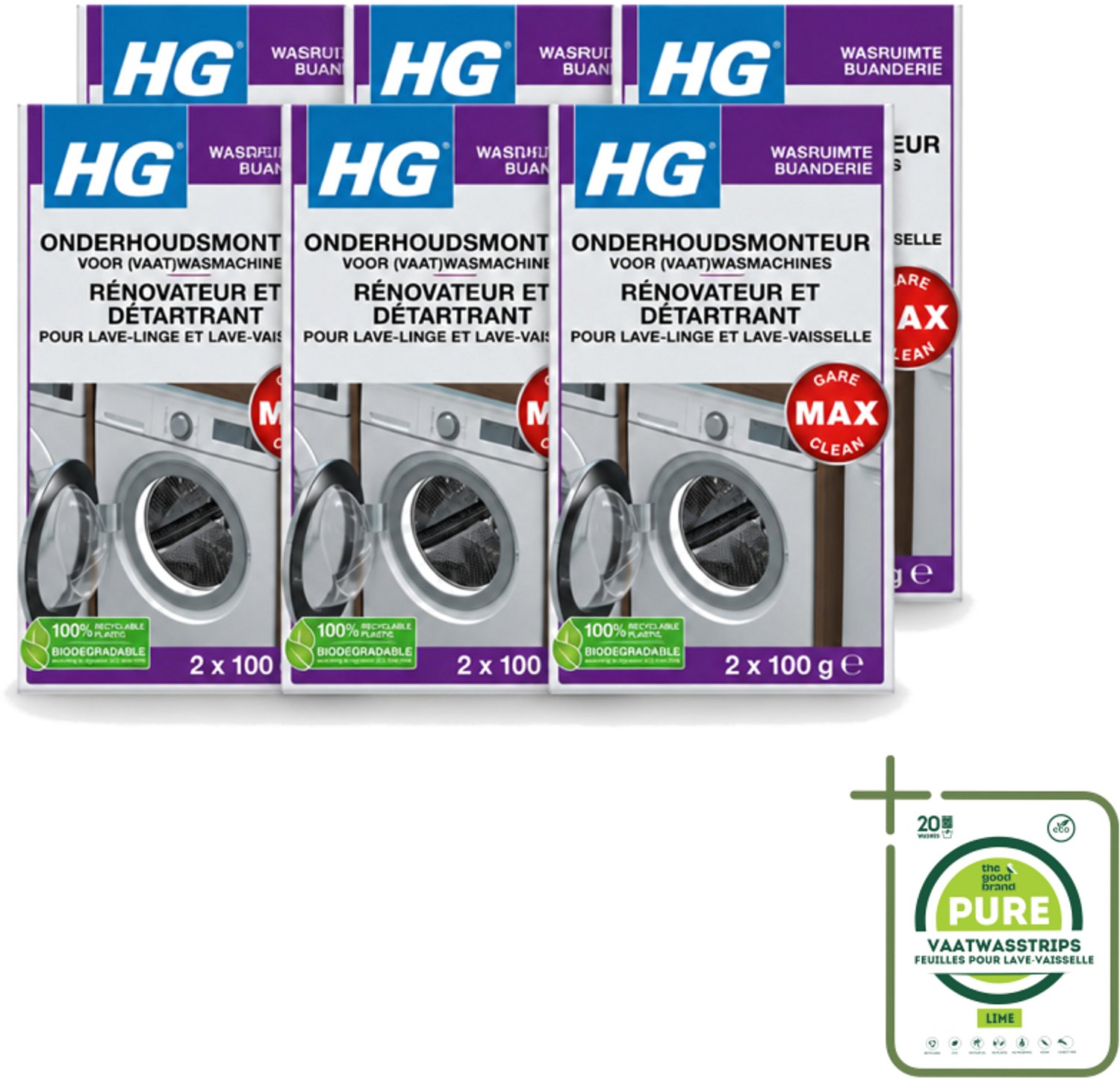 6 x HG - Onderhoudsmonteur Voor (Vaat)Wasmachines - 2 tot 4 Behandelingen - Grootverpakking - Wasmachine Onderhoud - Vaatwasser Onderhoud - Wasmachine Reinigen - Vaatwasser Reinigen - Kalk Verwijderen