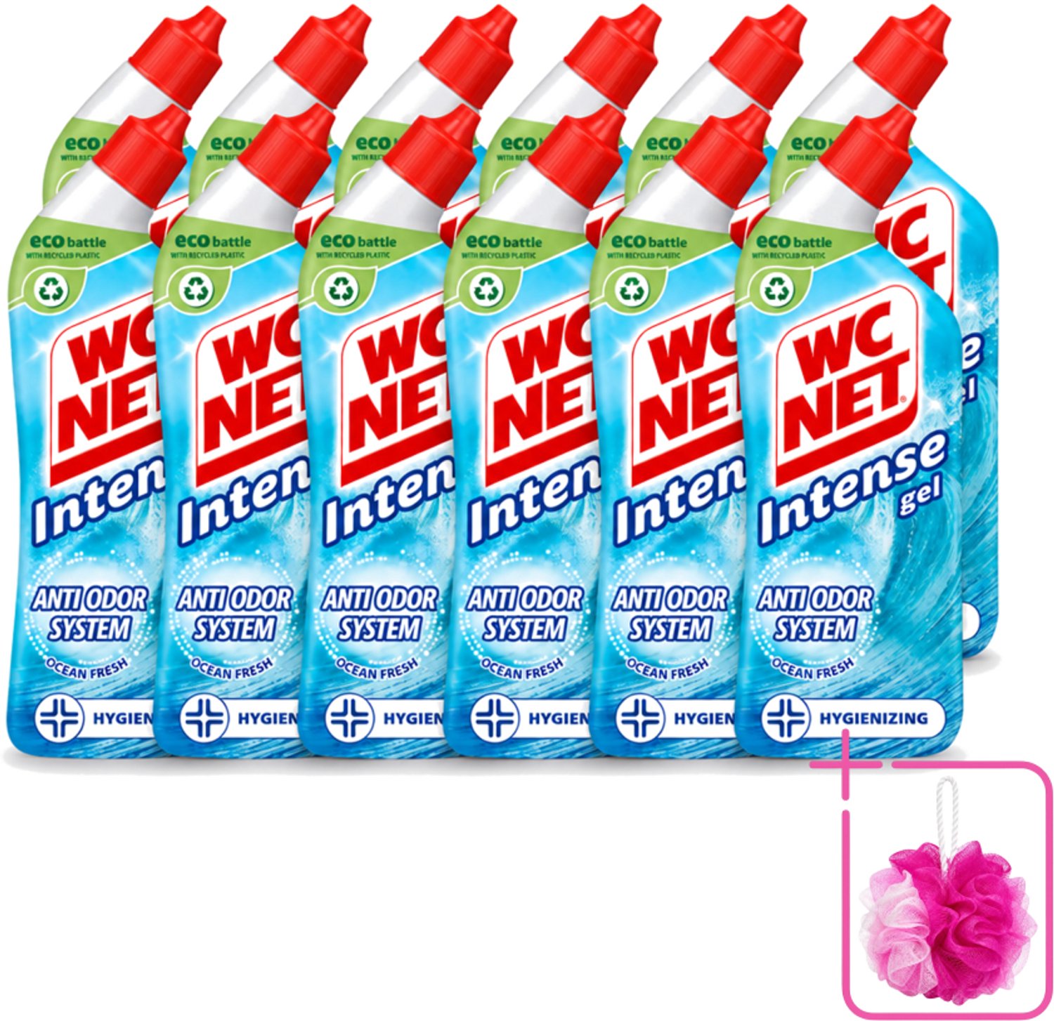 12 x WC Net - Toiletreiniger - Gel - Ocean Fresh - Verwijderd Geuren - 750 ml - Bulkverpakking - WC net - Douchemop - Toilet reinigen