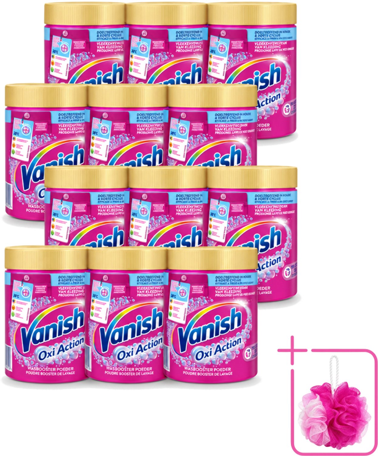 12 x Vanish Oxi Action - Vlekkenverwijderaar Poeder - Gekleurde Was - 1 Kg - Bulkverpakking - Vlekkenverwijderaar - Douchemop - Wasbooster