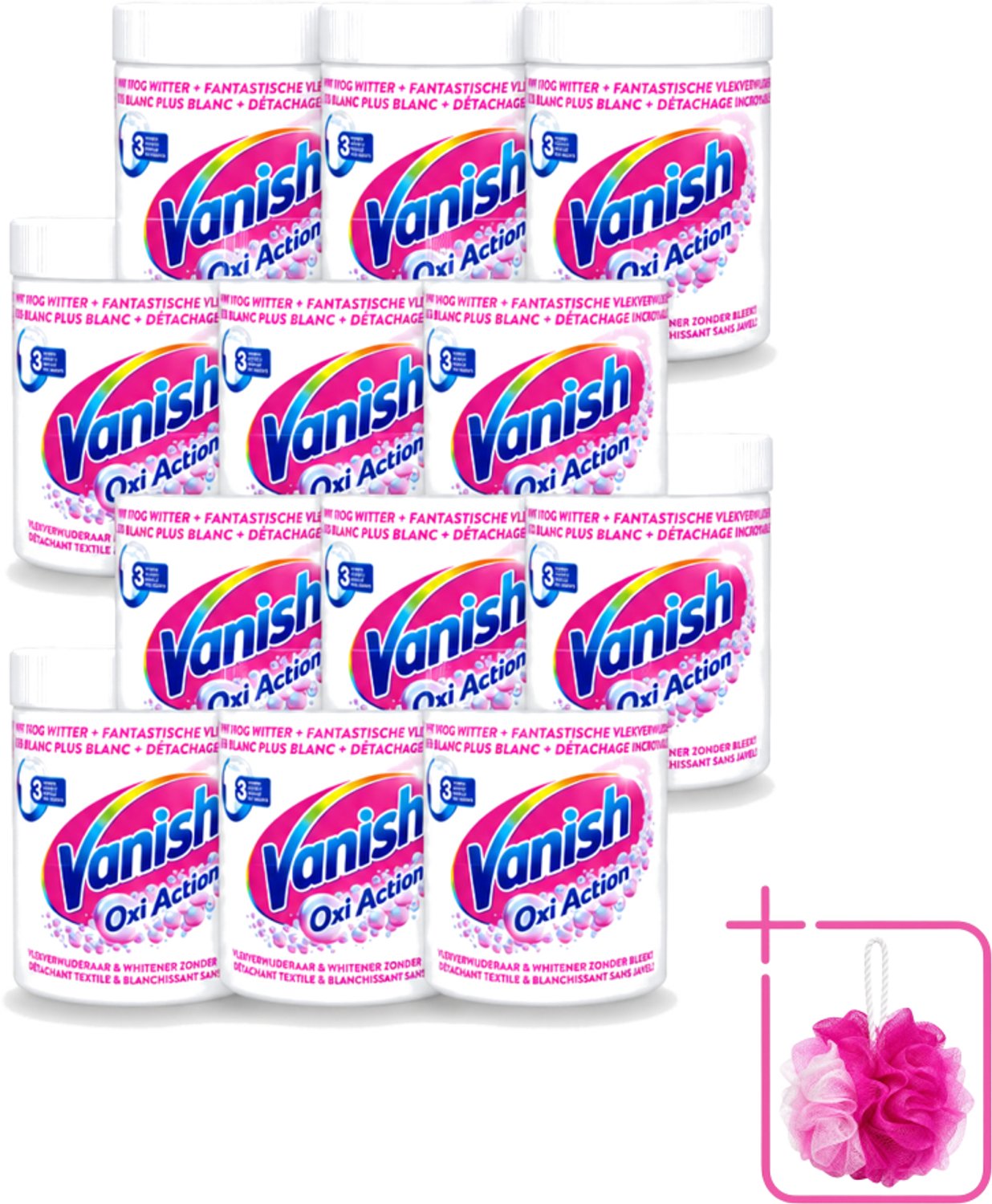 12 x Vanish Oxi Action - Vlekkenverwijderaar Poeder - Zonder Bleek - Witte Was - 550 Gram - Bulkverpakking - Witte was - Douchemop - Vlekkenverwijderaar