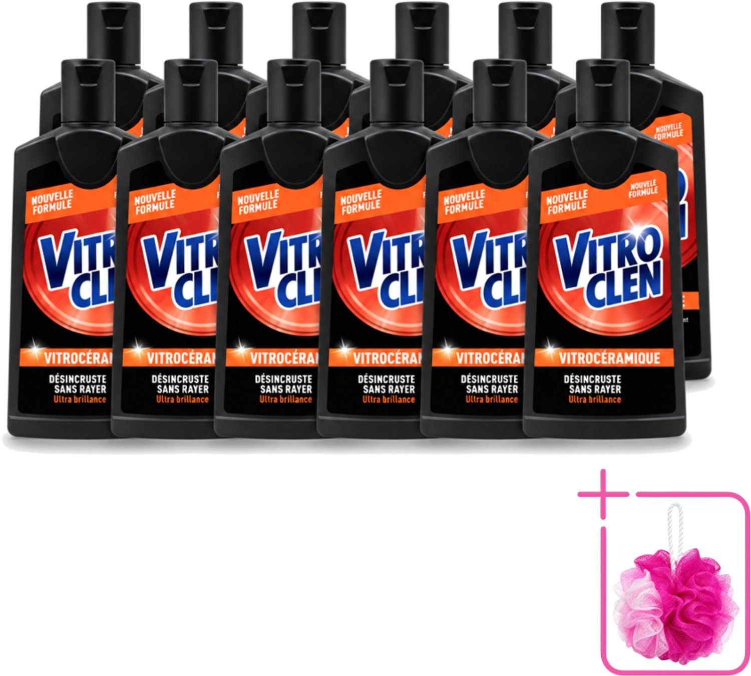 12 x Vitroclen - Kookplaatreiniger - Keramisch & Inductie - Ultra Glans - 310 ml - Bulkverpakking - Kookplaat reinigen - Douchemop - Keramische kookplaat reinigen