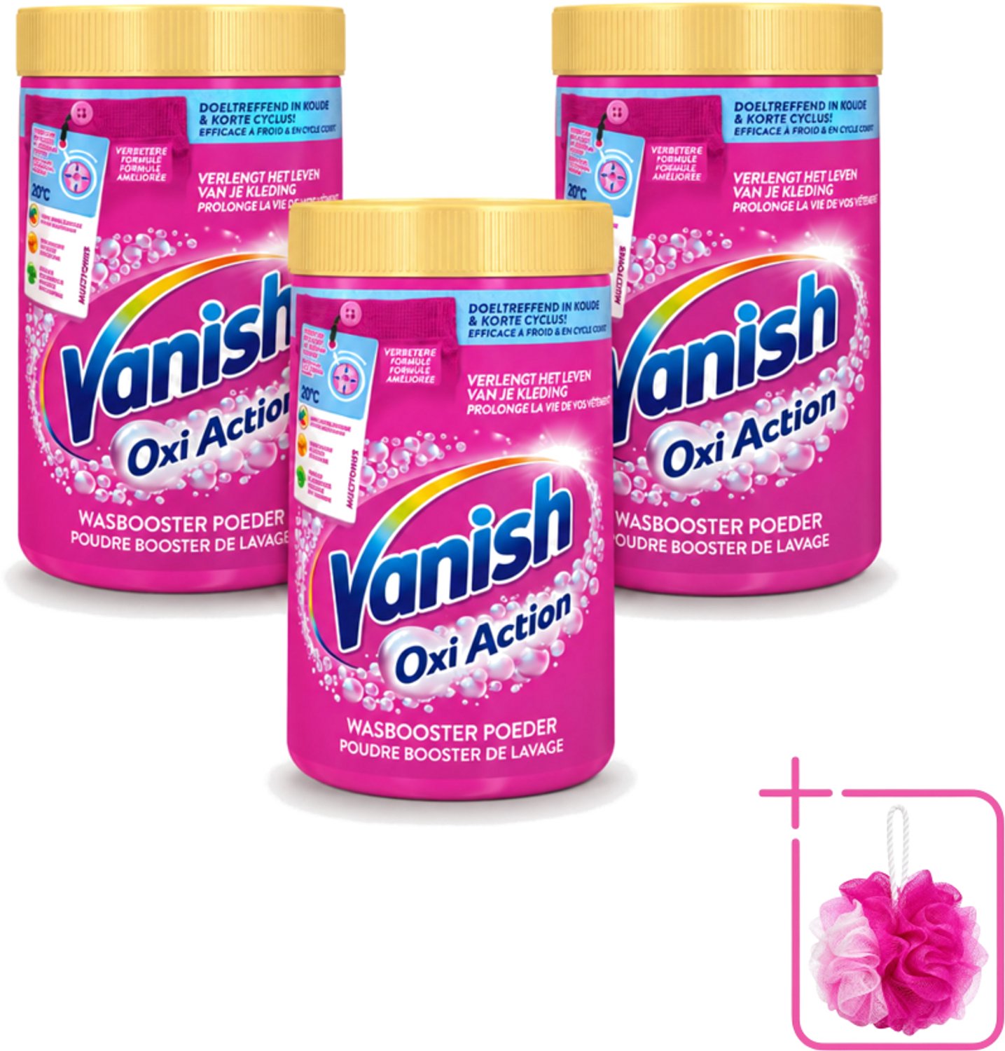 3 x Vanish Oxi Action - Vlekkenverwijderaar - Wasbooster - Gekleurde Was - 1.5 Kg - Bulkverpakking - Vlekkenverwijderaar - Douchemop - Wasbooster