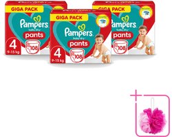 3 x Pampers - Baby-Dry Pants - Luierbroekjes - Maat 4 (9-15 kg) - Comfort Fit - 108 Luiers - Bulkverpakking - Baby luier - Douchemop - Baby droge huid