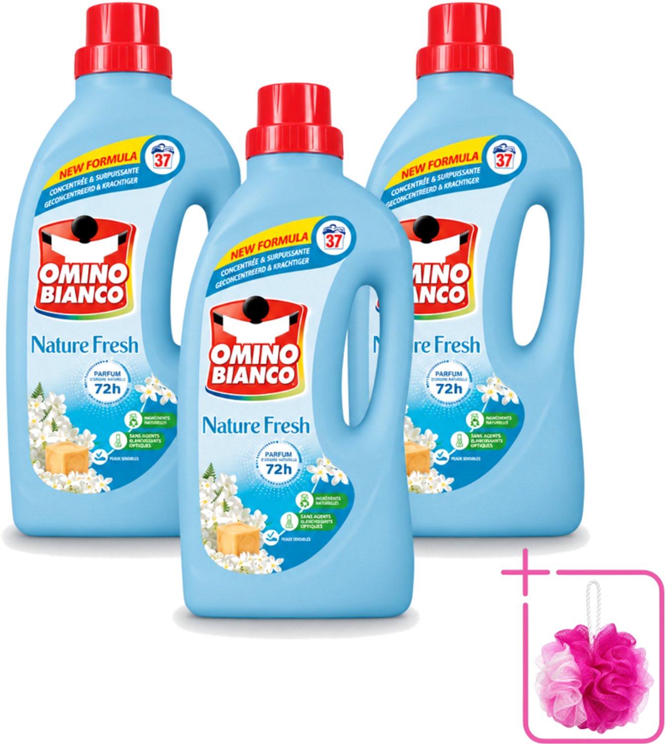 3 x Omino Bianco - Natuurlijk Fris - Wasmiddel - Gekleurde Was - 37 Wasbeurten - Bulkverpakking - Natuurlijk wasmiddel - Douchemop - Fris wasmiddel