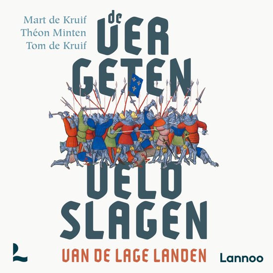 Boekomslag met middeleeuwse soldaten in gevecht en de titel 'De vergeten veldslagen van de Lage Landen'.