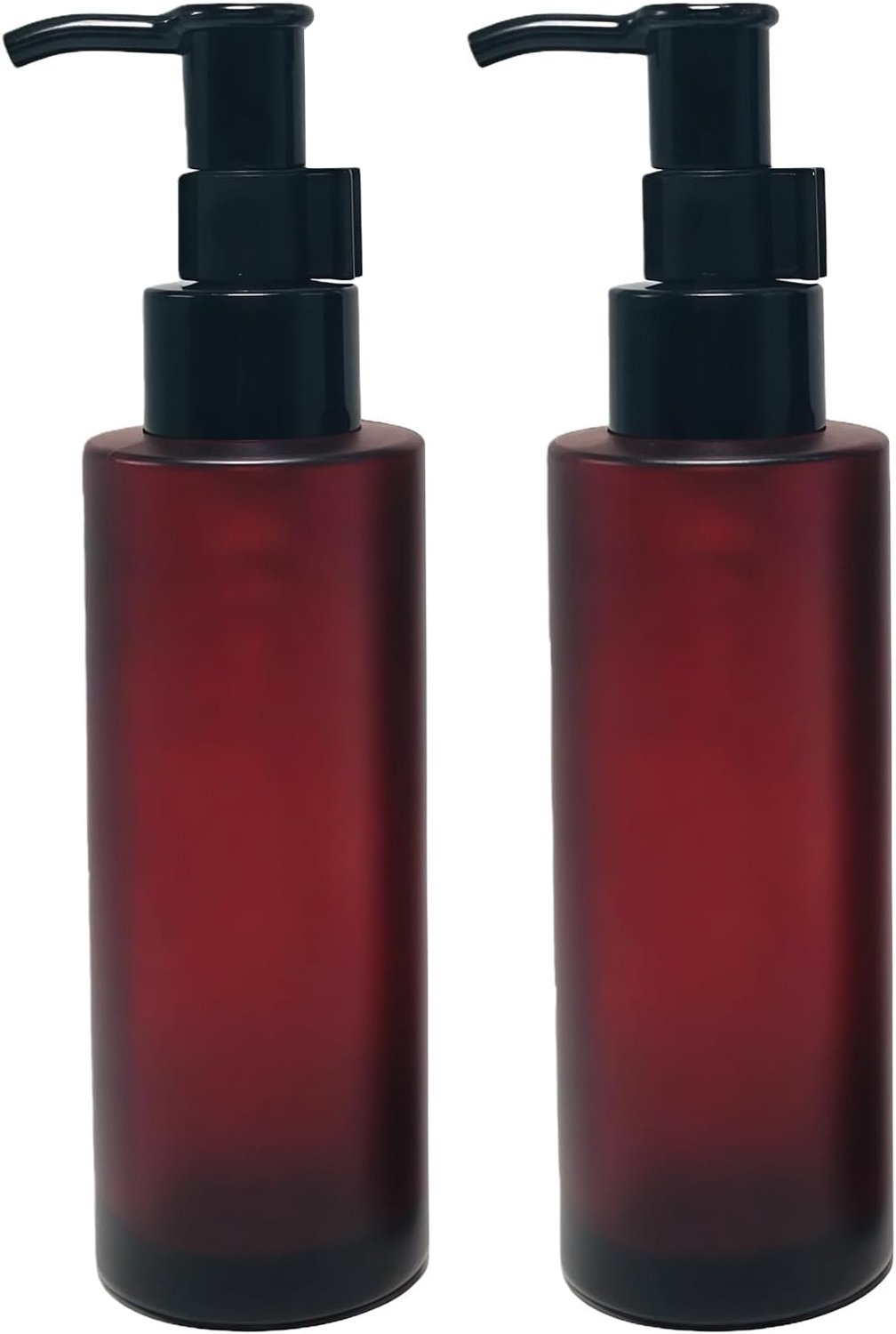 SnelShoppen - 2PCS 100ML Amber Frosted Glazen Lotion Pomp Fles Jars met Zwarte Pomp Top voor Cosmetica, Make-up, Essentiële Olie, Emulsie en Toiletten