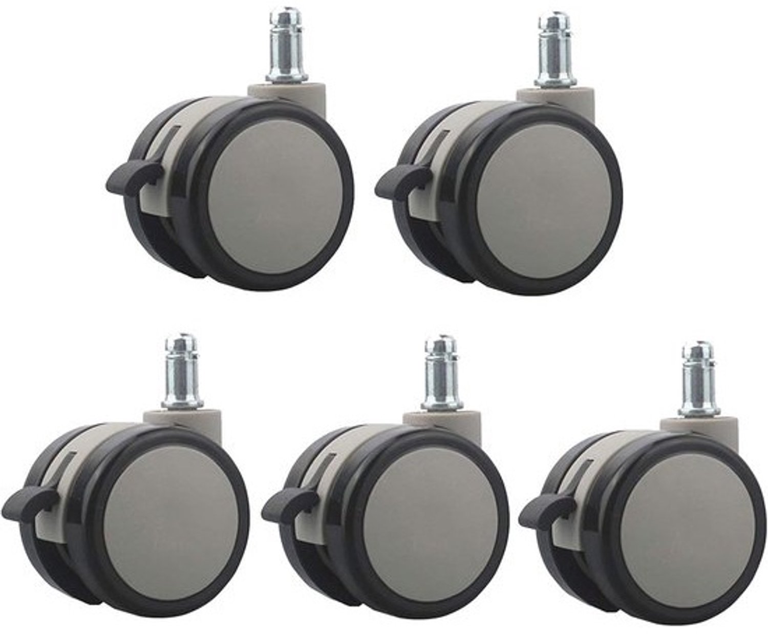 Zware Zwenkwielen - Vervangende Wielen - Meubels Verplaatsen - Met Remmen - 5 stuks 2.5 inch - Zwart