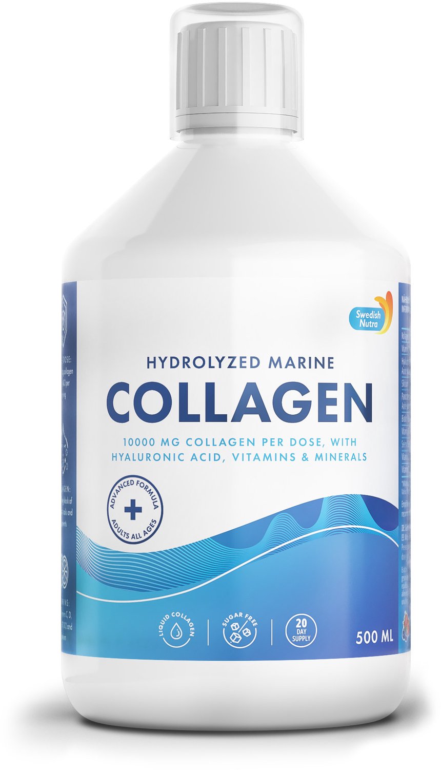 Bol.com Swedish Nutra Liquid Vloeibare Collageen 10000 Marine - 500ml - Hyaluronzuur & Vitamine C - Anti-Rimpel Formule - Jeugdi... aanbieding
