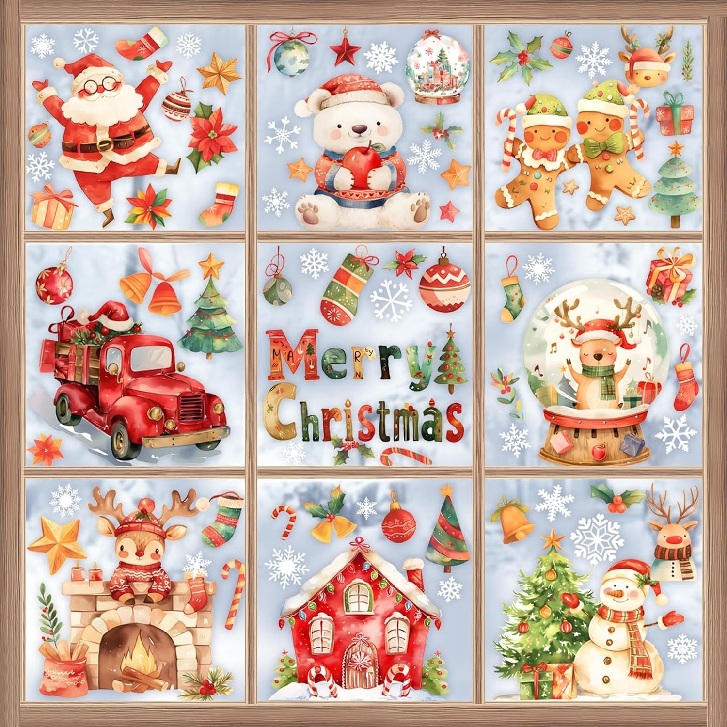 Kerststickers voor Ramen - Rood - 20 x 30 cm - Herbruikbare Decoratie voor Glas - Voor Kerstmis