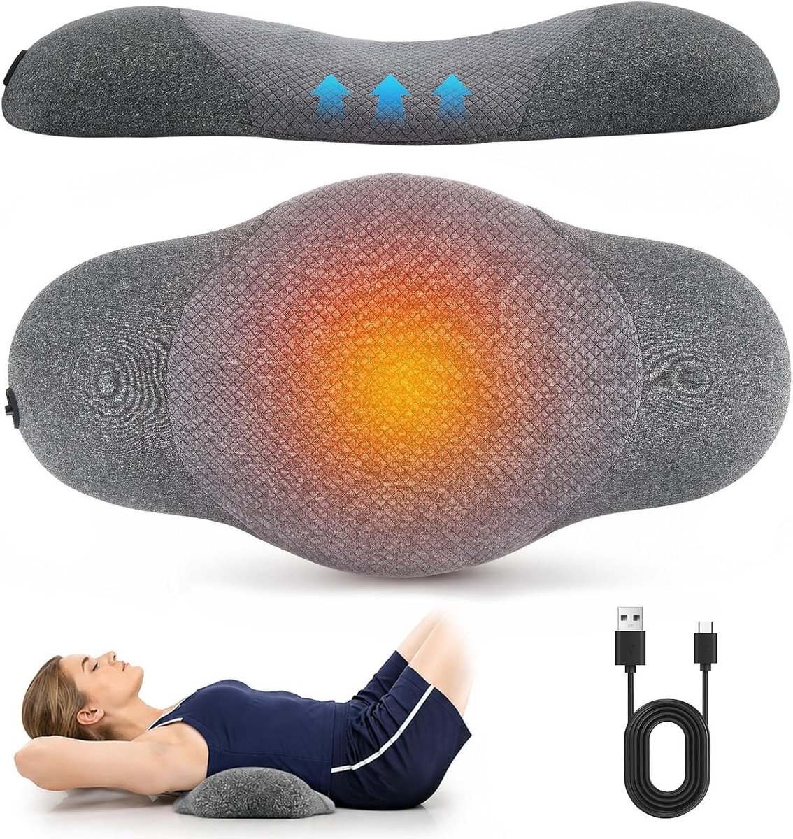 Ergonomische 3-in-1 Rugmassager met Verwarming en Trillingen voor Pijnverlichting Thuis, Kantoor en Auto