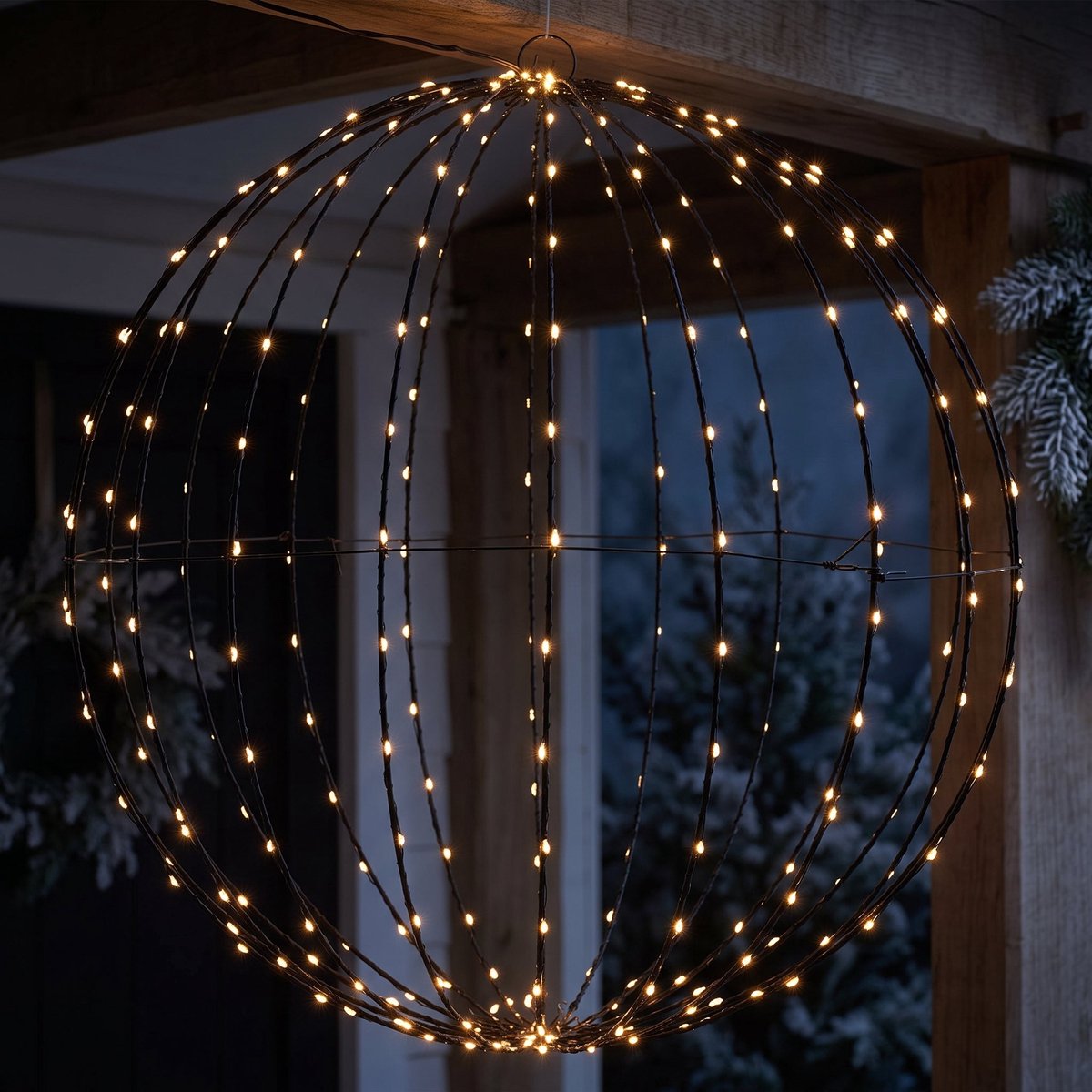 Lomera Verlichte Kerstbal - Kerstverlichting Buiten - Warm Wit Licht - Kerstfiguur Tuin - Kerstdecoratie - Tuinverlichting - Kerstlampjes met Timer - Hangende Verlichting - Sfeerverlichting - Lichtbol - Kerstversiering
