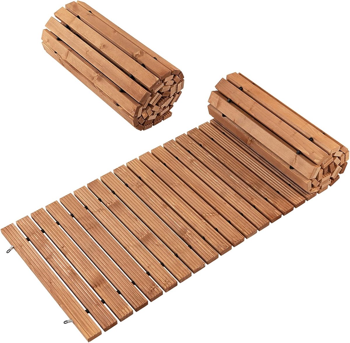 COSTWAY Rollpad van hout, 245 x 55 cm, uitrolbaar, tuinpad, weerbestendig, houten trap, houten trap, looppad, paden voor bruiloft, feest, tuin, bruin