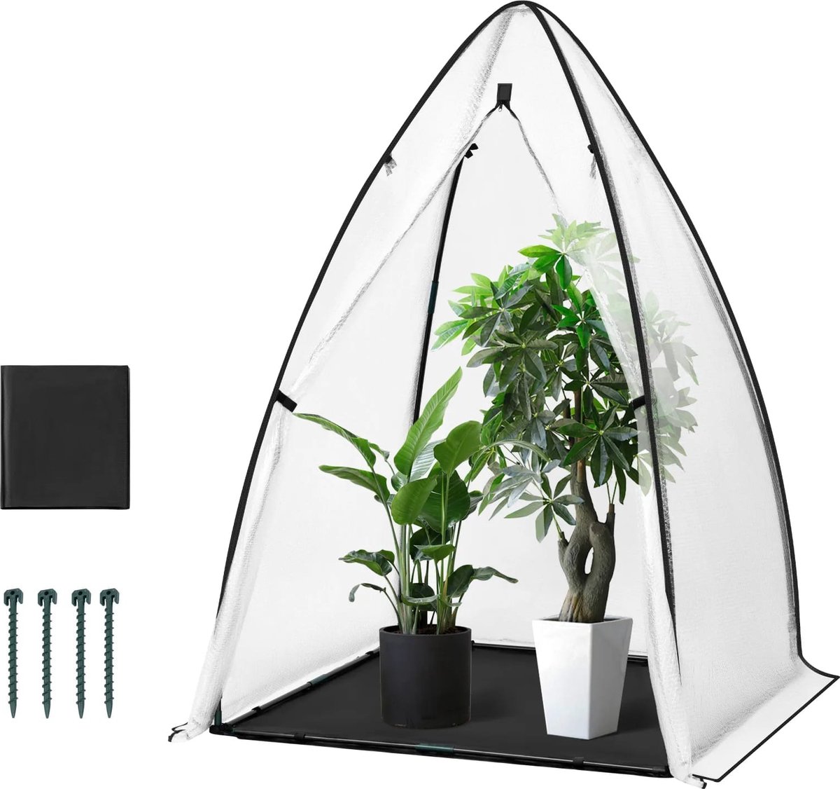 Klarven® Foliekas Zwart - Kweekkas - Mini-tuinkas - Greenhouse - Warmtebehoud, Windbestendig, Montage zonder gereedschap - B120xd180xh120cm