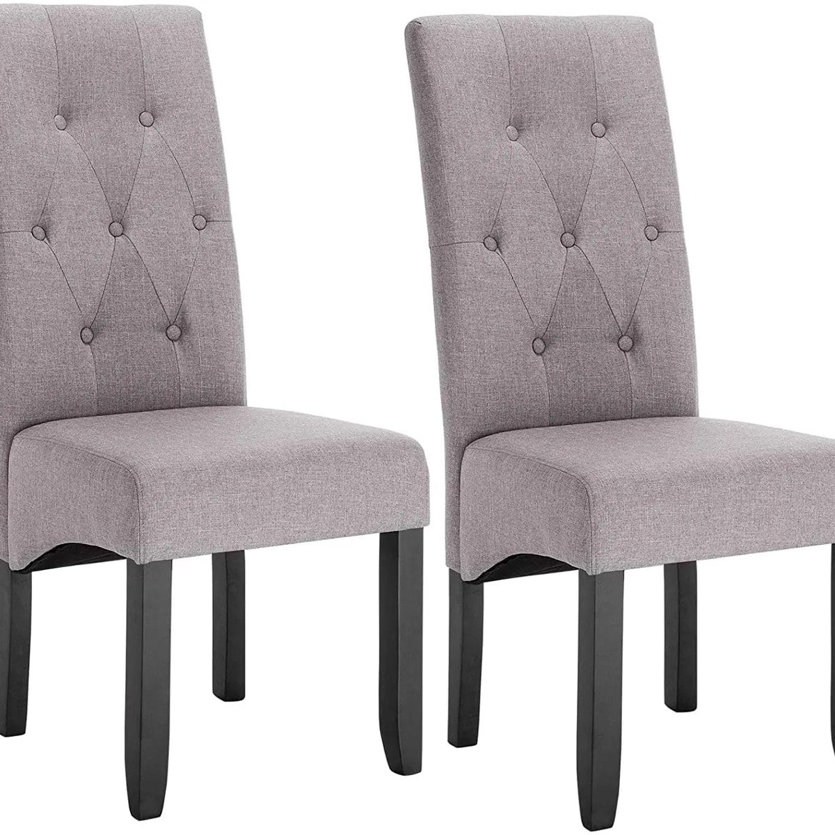 Klarven® Eetkamerstoel Stuks Linnen lichtgrijs - Eetkamerstoelen Set Van 2 - Fluwelen Eetkamerstoel - Eetkamerstoelen - Dining Chair - Hoge rugleuning, houten poten, comfortabele zitting - B47xh42cm