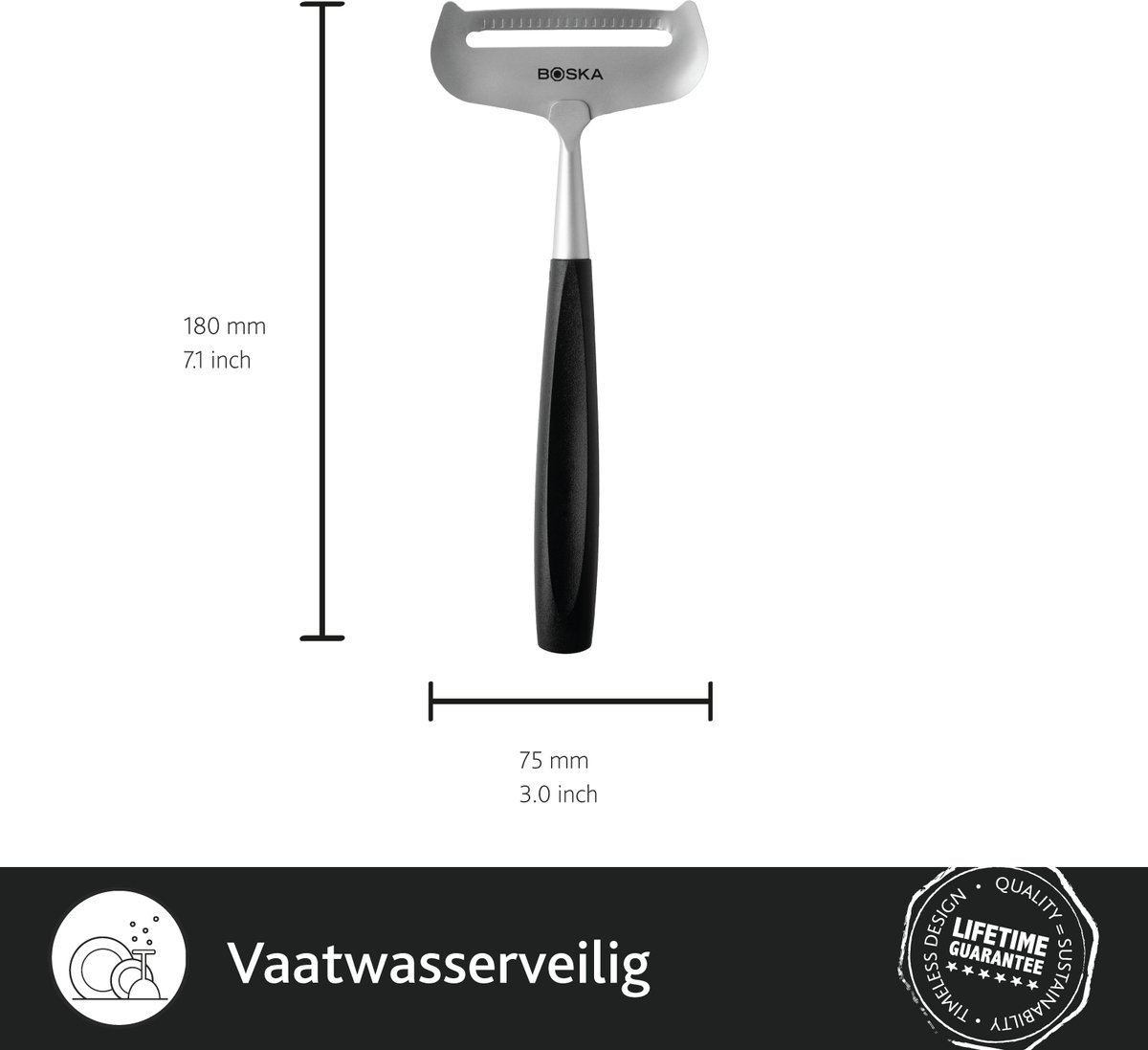 Boska Kaasschaaf Zacht Milano+ - Kaasschaaf voor jonge kaas - RVS - Vaatwasserbestendig â€“ Kaasschaaf Zwart - Keukengerei - Keuken accessoires — cadeau in Kookcadeaus - foto 7