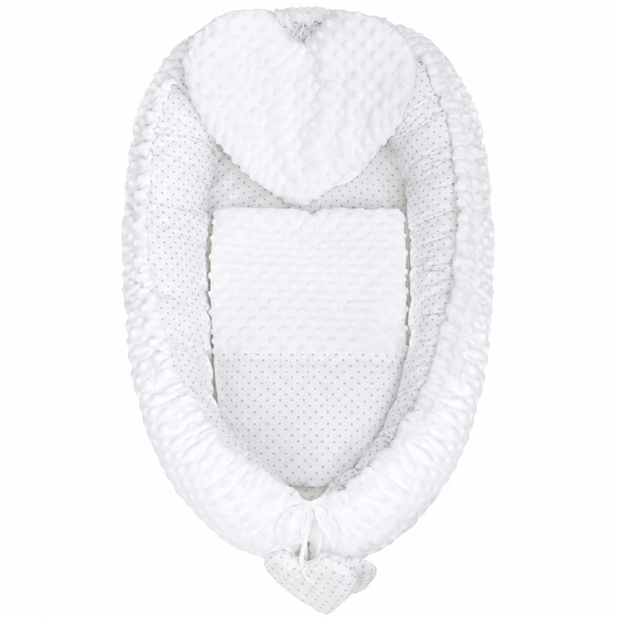 New Baby Minky babynestje 55x75 cm met kussen en deken - Wit