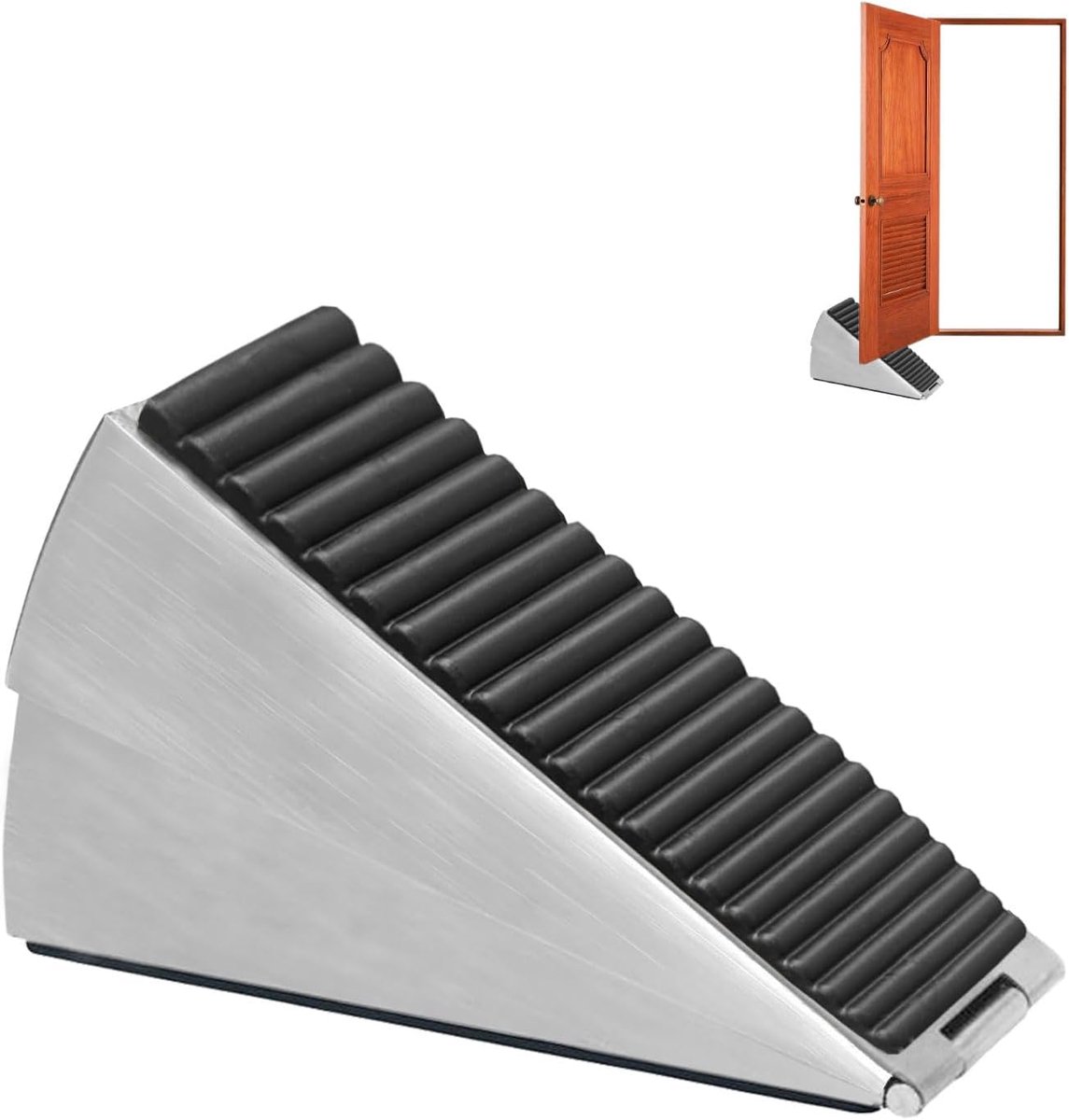 Deurstoppers - Robuuste deurstoppers - Veerdeurstoppers - Botsingsbestendige deurstoppers - Verstelbare deurstoppers van roestvrij staal - Antislip rubberen onderkant - Geschikt voor badkamers, gangen en slaapkamers - Zilver en zwart