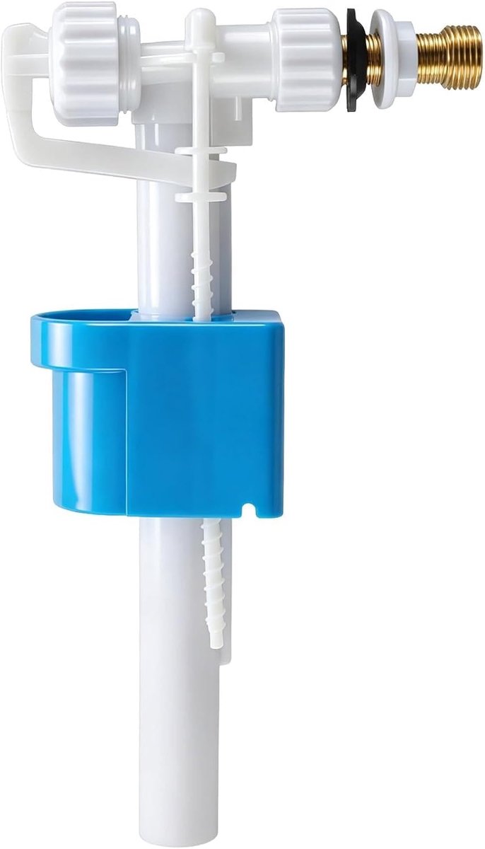 Toiletvlotter voor spoelsystemen met G3/8“ en G1/2” aansluitingen, verstelbaar spoelmechanisme, universele vulklep voor kunststof en keramische reservoirs