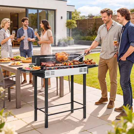Outsunny - Houtskoolbarbecue - RVS - 118L x 32B x 90H cm - Zwart van Outsunny — afbeelding 2