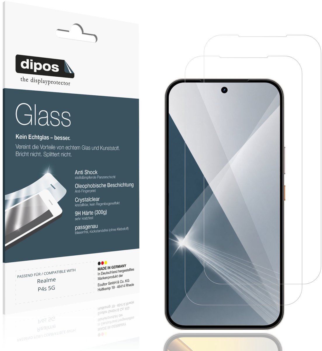 dipos – 2x Pantserfolie geschikt voor Realme P4s 5G | 9H Screenprotector