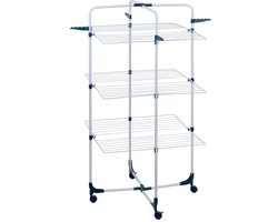 Dirt Devil Droogrek ‑ 30 kg Draagvermogen ‑ 3 Niveaus met 6 Plateaus ‑ 30 meter Lijnlengte ‑ 4 Haken voor Kledinghangers ‑ Wieltjes
