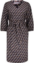 Geisha Jurk Jurk Met Geometrische Print En Afneembaar Sjaaltje 67557 20 000675 Navy/sand Dames Maat - XL