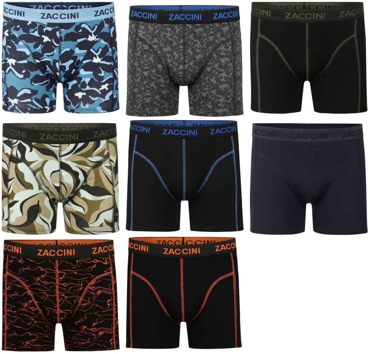 Zaccini Heren Boxershorts 8-pack - Middernacht - Katoen