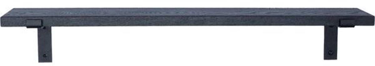 GoudmetHout Zwarte Eiken Wandplank - 260x15 cm - Plankdragers L Mat Zwart Zwart eiken