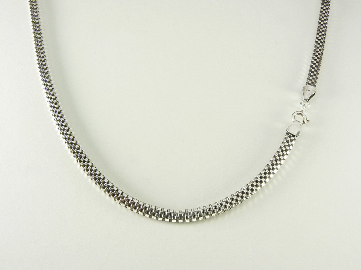 Gevlochten zilveren ketting - 46 cm