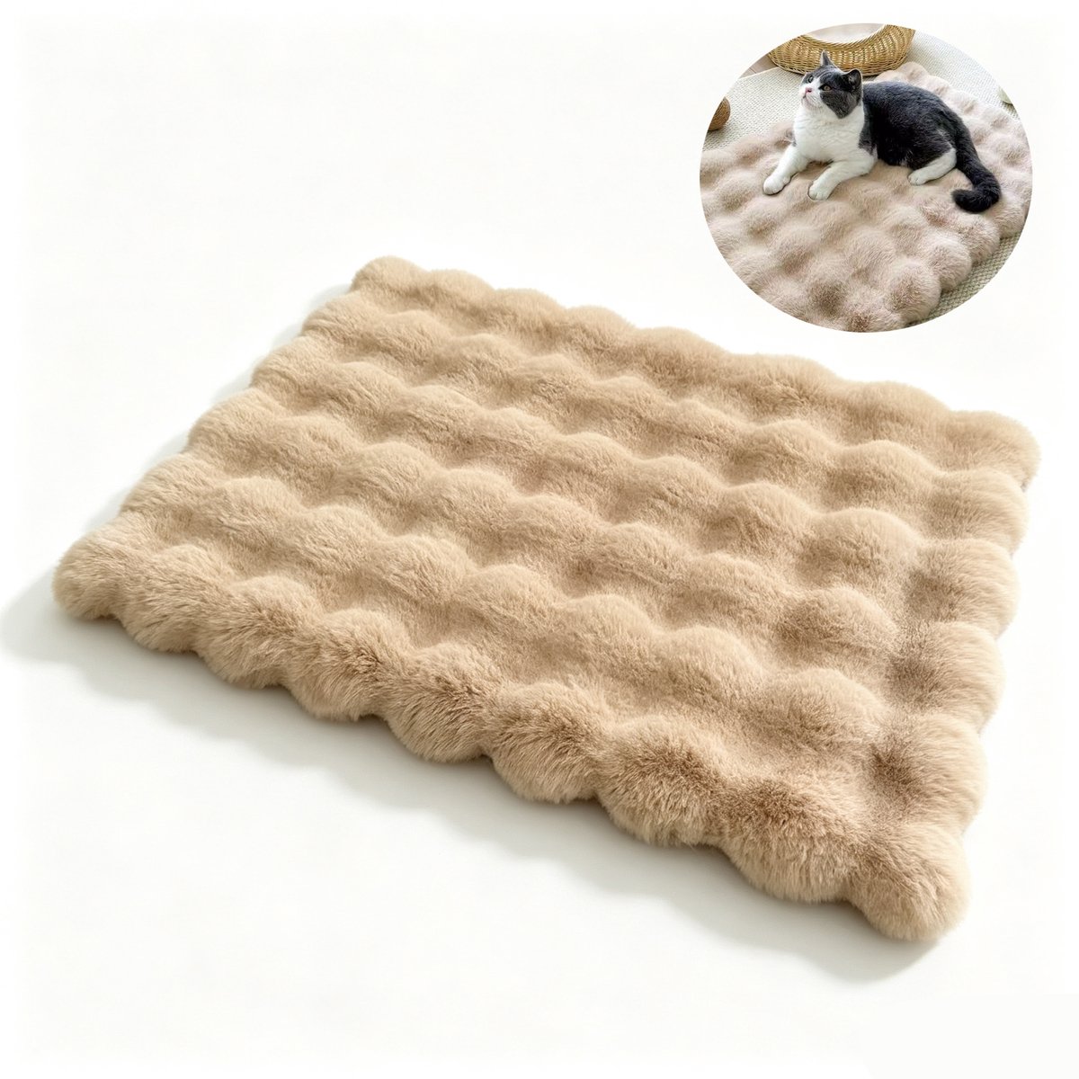 Stoelkussen - Zitkussen - Pluche stoelkussen - Pluche huisdiermat - Antislip - Met antislipdeeltjes - Pluche - 40 × 50 cm - Geschikt voor stoelen in studentenkamers en thuiskantoren, en voor huisdieren - Bruin