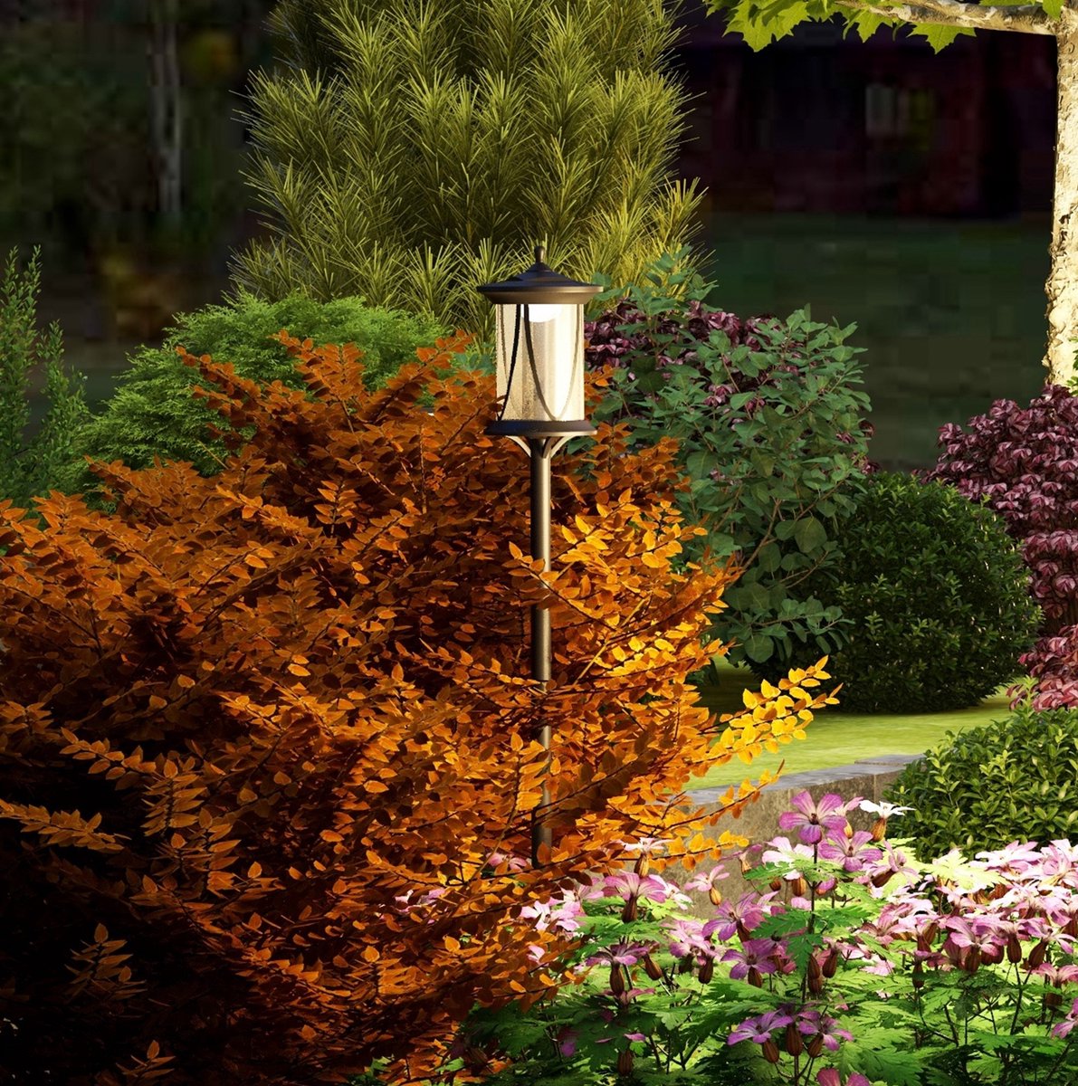 MODFU - Lantaarnpaal - Solar LED Met Lichtsensor - Voor Buiten - Kunststof - Zwart - IP44 - 127 Cm