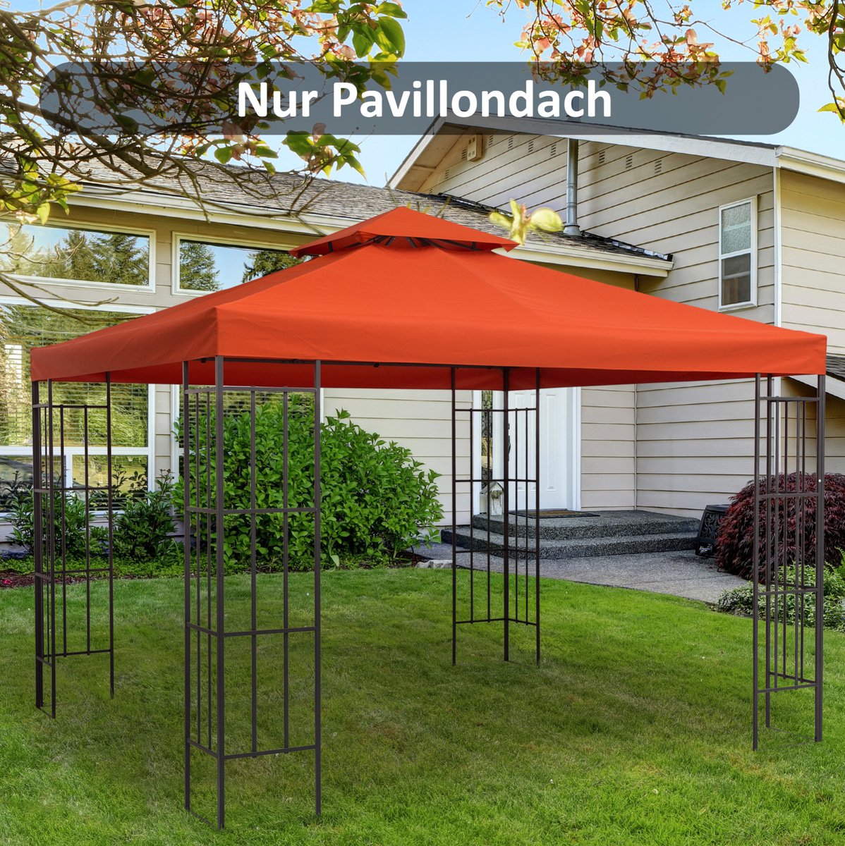 MODFU - Pavillondak - Vervangend - Metalen Paviljoen - Polyester - Rood - 300 X 300 Cm