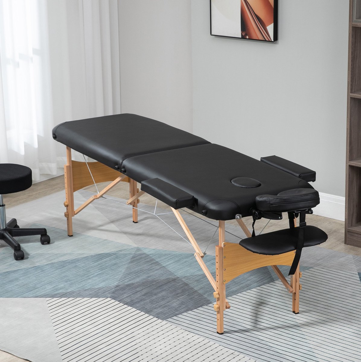 MODFU - Opvouwbare Massagetafel - Hoogteverstelbaar - Kunstleer - Zwart
