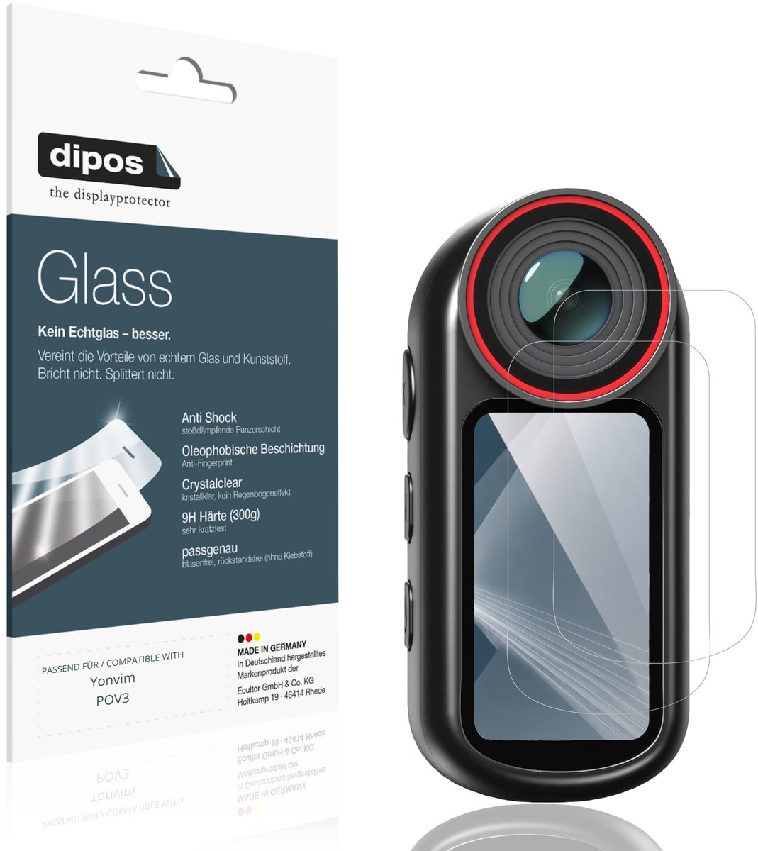 dipos – 2x Pantserfolie geschikt voor Yonvim POV3 | 9H Screenprotector