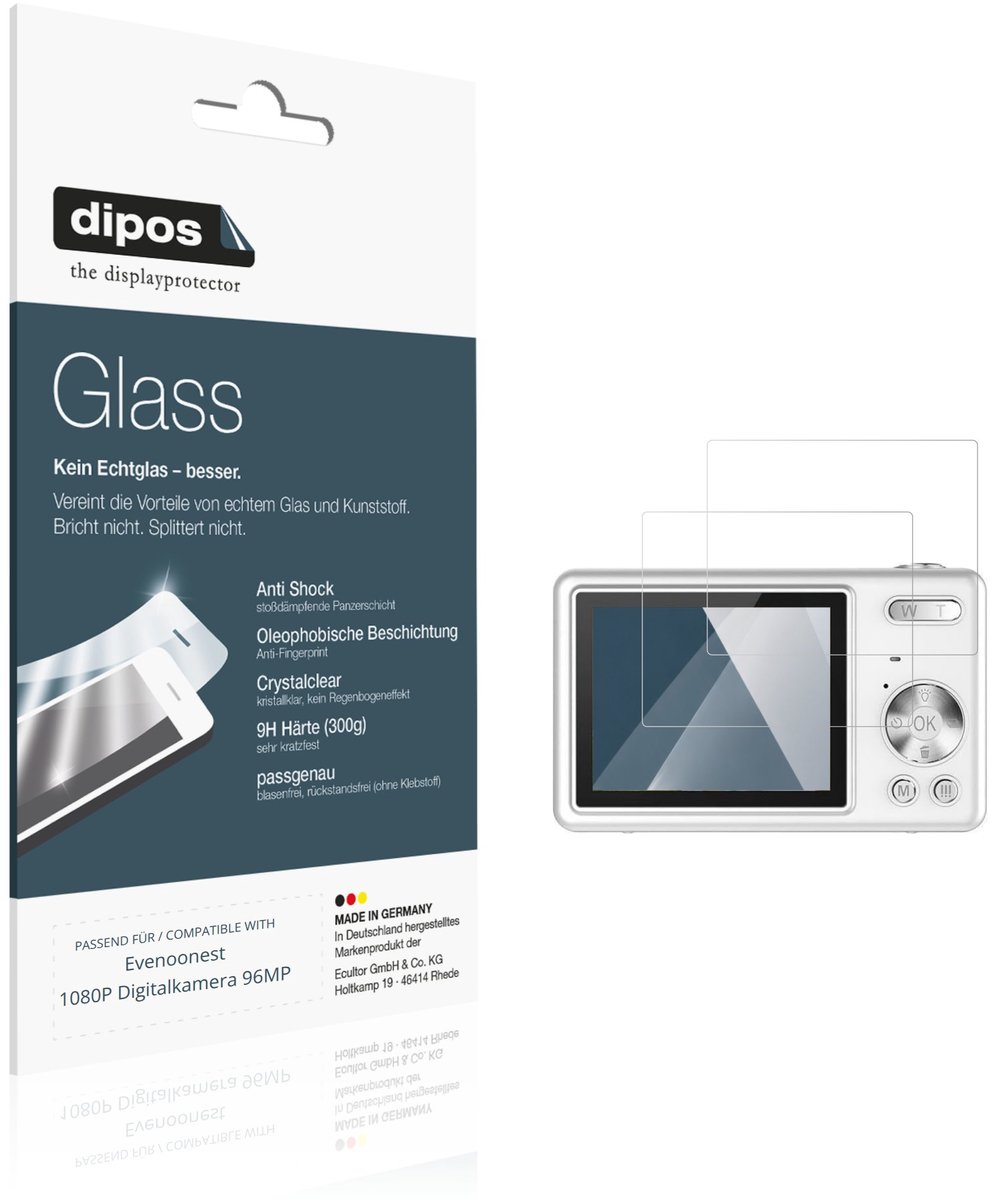 dipos – 2x Pantserfolie geschikt voor Evenoonest 1080P Digitalkamera 96MP | 9H Screenprotector