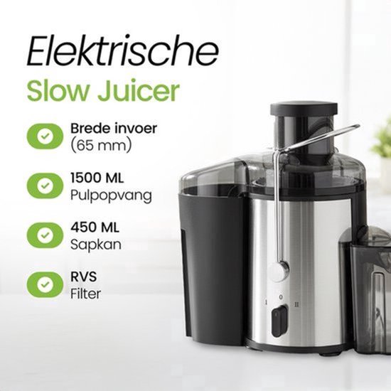 Sapcentrifuge voor Groenten & Fruit - 2 Snelheden - Grote Vulopening - Juicer met Pulpcontainer - 500W van Golermo — afbeelding 2