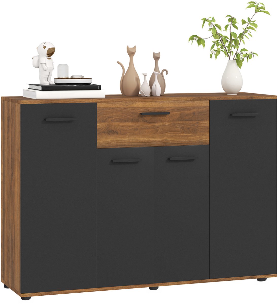 Homcom Dressoir - Spaanplaat - 120x35x85cm - Bruin kastanjebruin