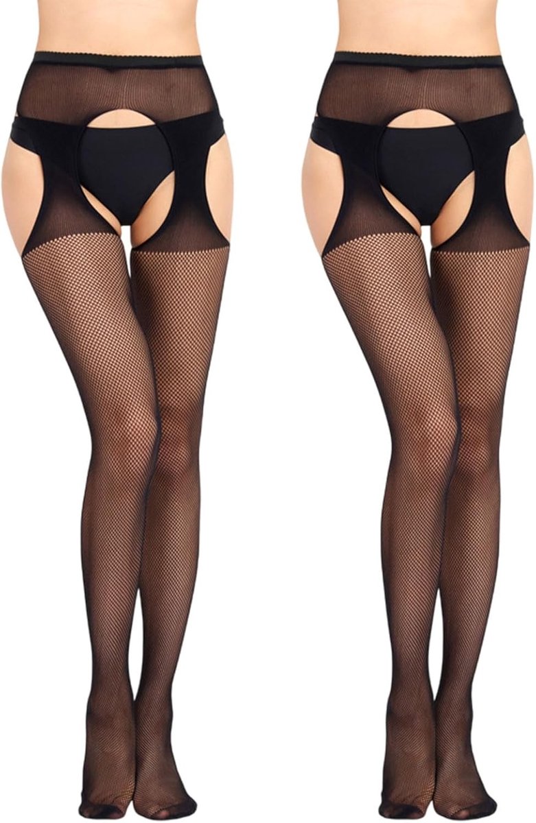 2 Paar Dames Sexy Fashion Fishnet Kousen, Hoge Taille, Elastische Taille, Strakke Tights