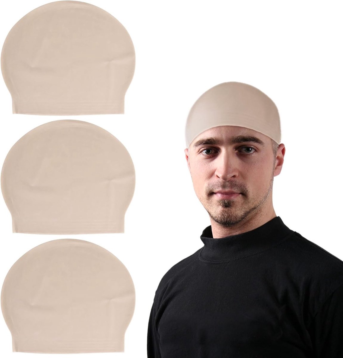3-delige set naadloze pruiken en latex kale hoed voor volwassenen, ideaal voor Halloween en kostuumfeesten, accessoires voor cosplay en themafeestjes