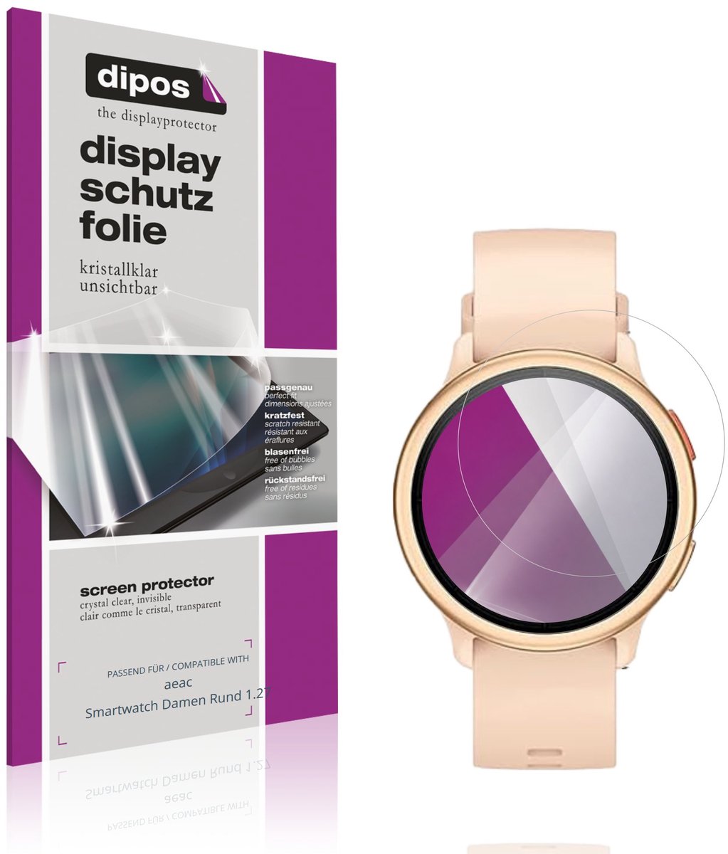 dipos – 6x Beschermfolie geschikt voor aeac Smartwatch Damen Rund 1.27 | Krasbestendige & heldere Screenprotector Ultra-Thin