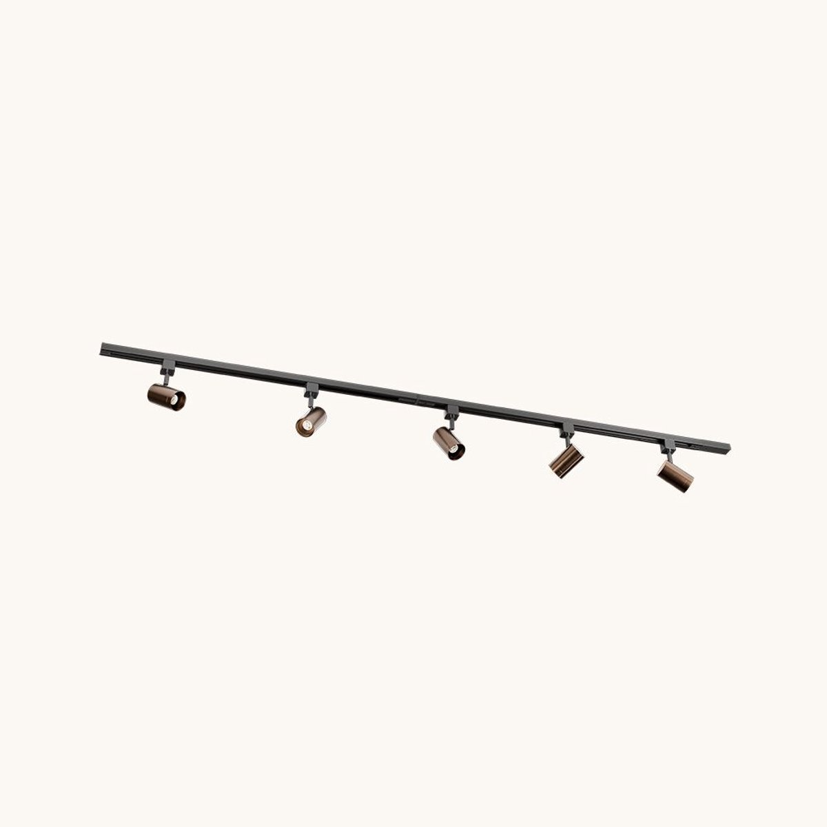 LUSENZ Railverlichting Pakket - Recht - 2x 1 m rail - 5 railspots - Brons -  Excl. Lichtbron - IP20 - Modulair - 230V - Beloria
