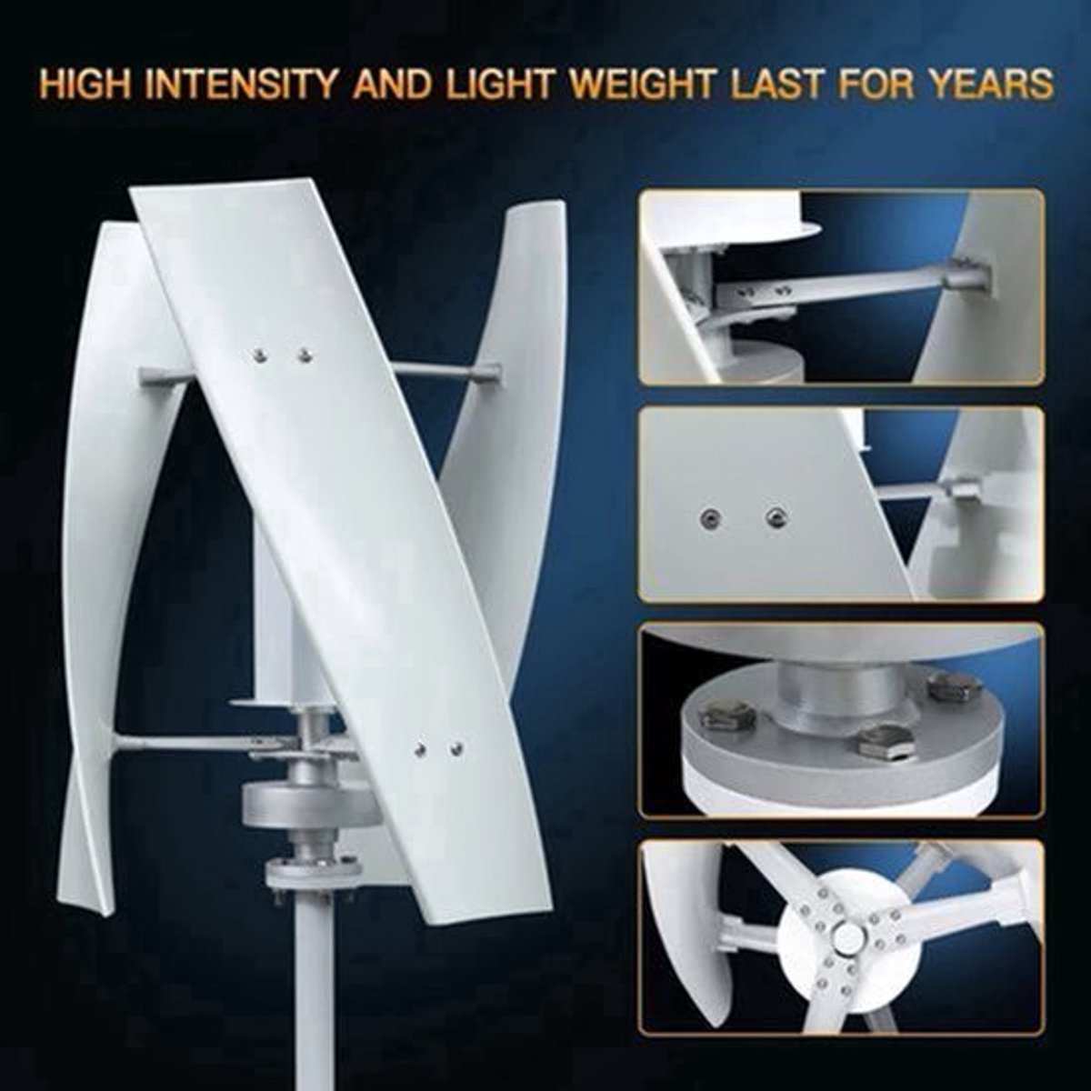 Verticale Windturbine – Horizontale Windmolen – Mini Windgenerator – Windkracht Turbine – 2000W Vermogen – 12V - LCD Hybride Controle