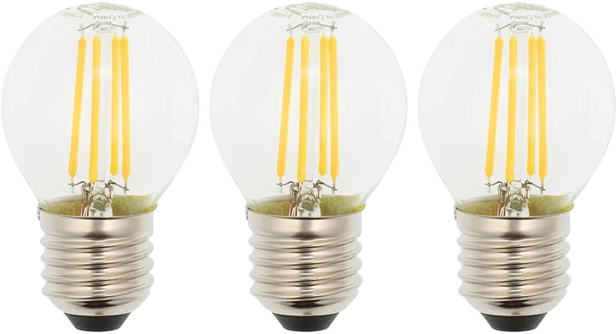 VITO LEDISONE-D - LED Filament Lamp E27 - 6W 750lm 4000K - Neutraal Wit Licht - Mini Globe G45 - Dimbaar - 3 stuks