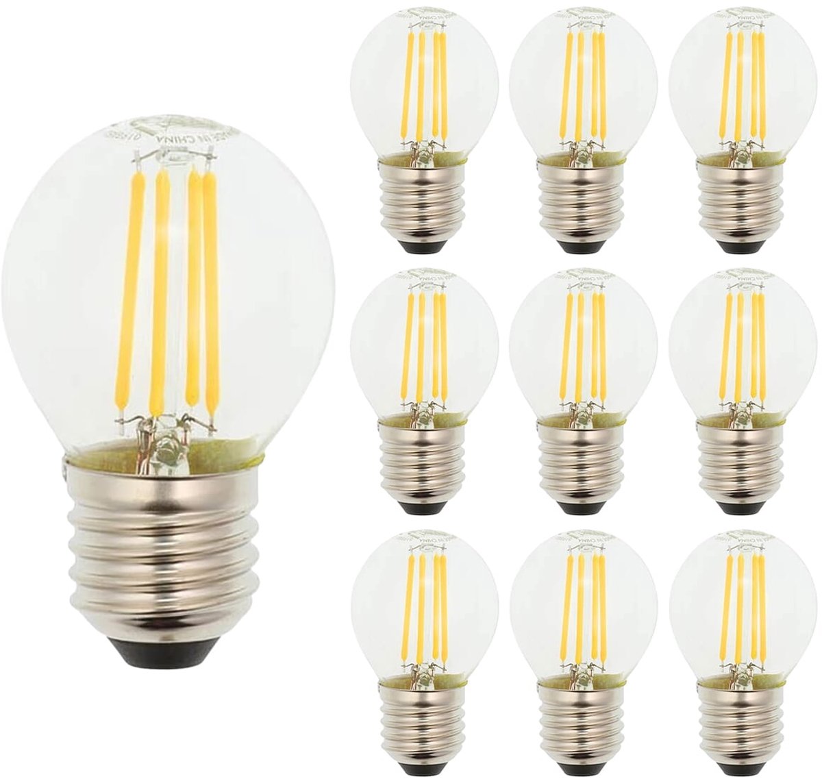 VITO LEDISONE-D - LED Filament Lamp E27 - 6W 750lm 4000K - Neutraal Wit Licht - Mini Globe G45 - Dimbaar - 10 stuks
